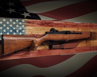 Rustic Old Glory All-Purpose Rifle Display Knife Mount Aspen Cabin Collectors Gift