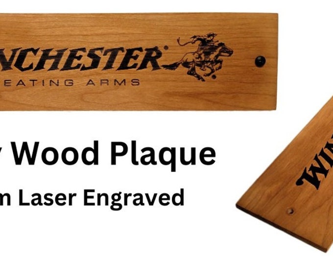 Winchester Gun Rifle Plaque Pyrography Wood Burned Rustic Cherry Cowboy Décor