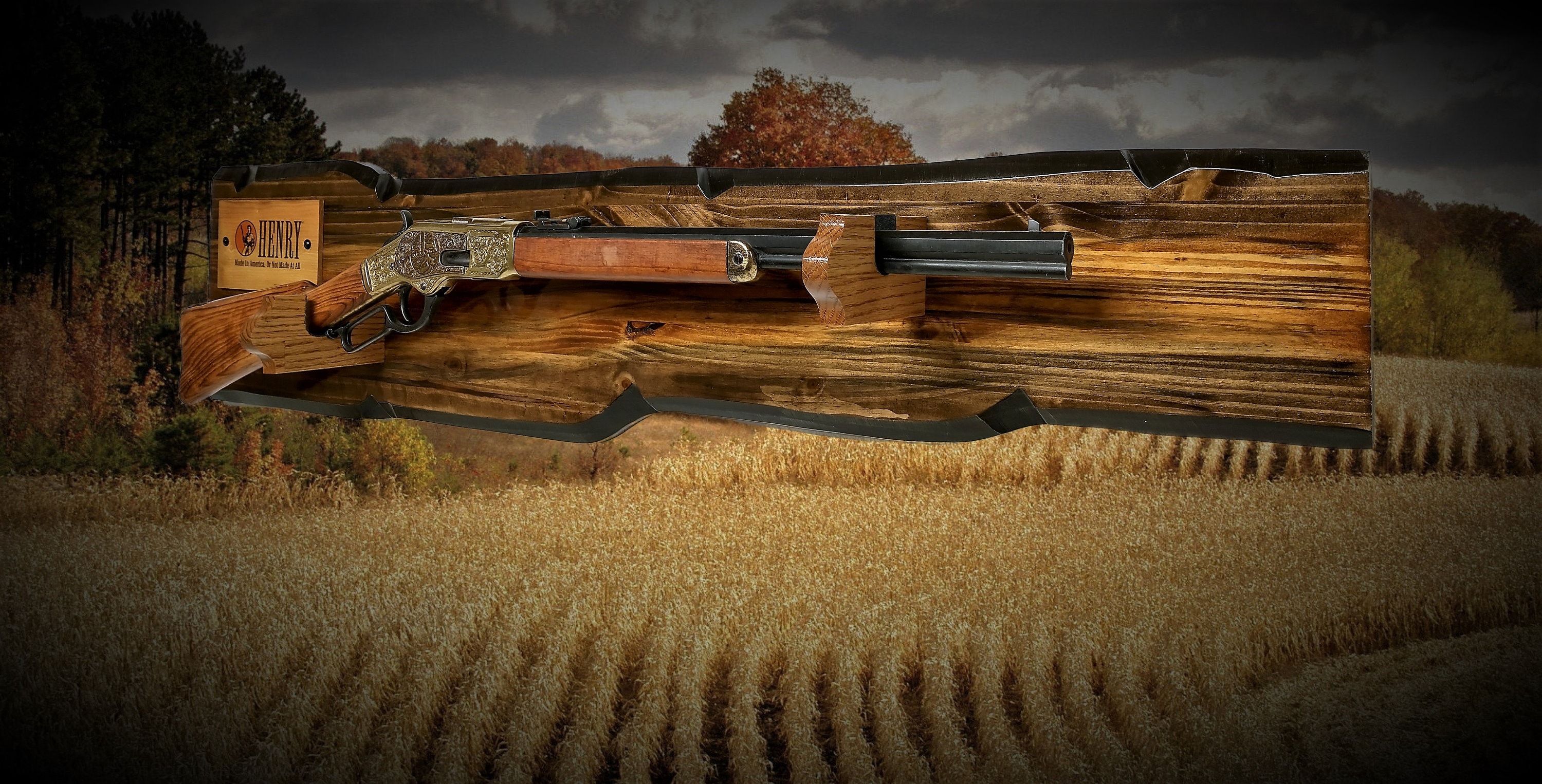Rustic Gun Rack Display For Your Henry Lever Action Rifle Imitation