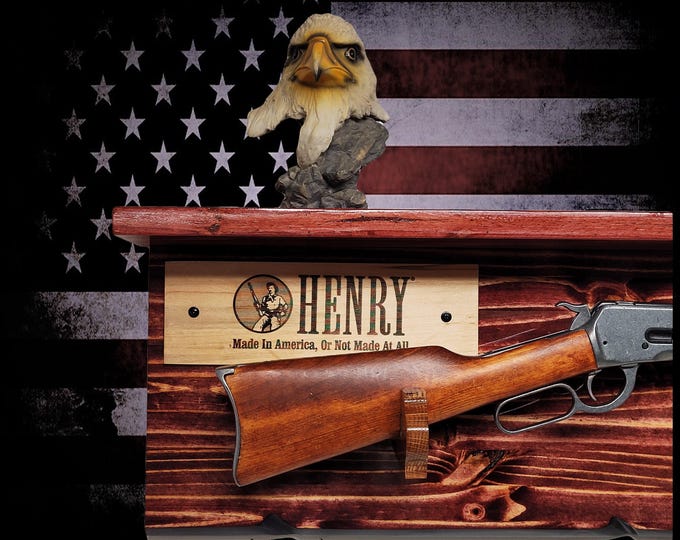 Lever Action Tradition Henry Knotty Pine Rifle Gun Shelf Display Western Farmhouse Gift