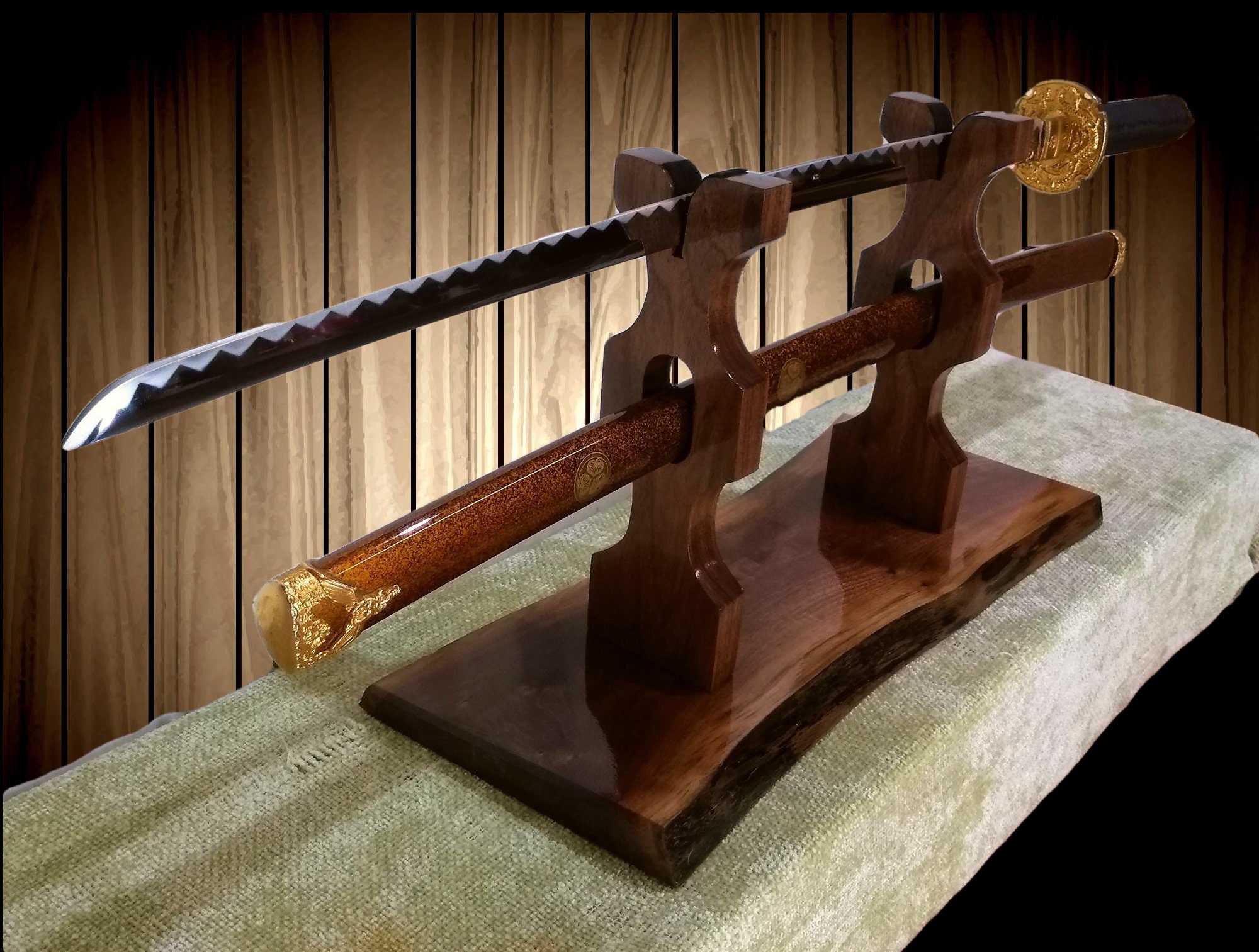 Rustic Small Sword Display Stand, Military, Katana, Saber, Wakizashi, Table Top Sword Display How To Make A Sword Holder