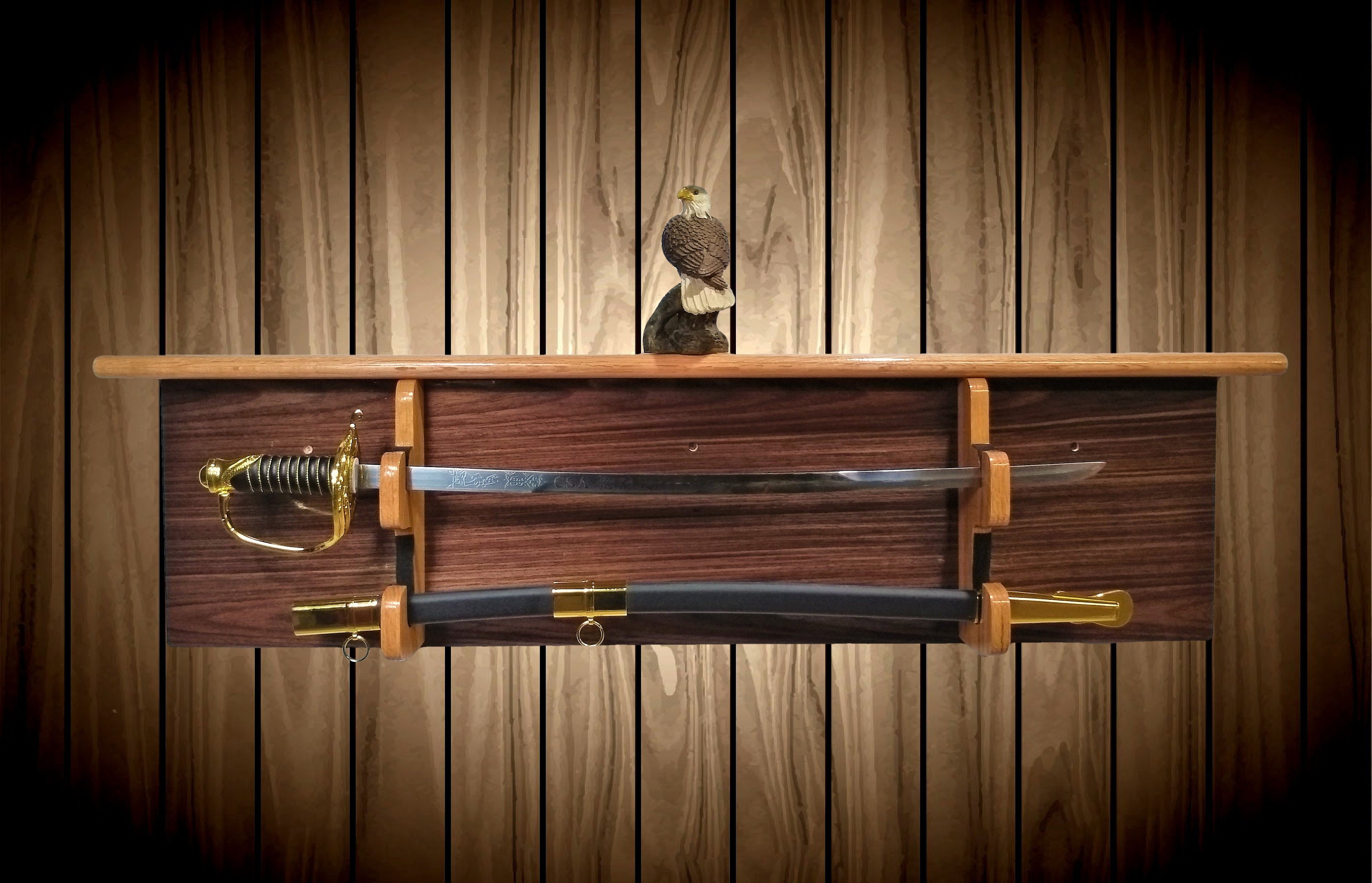 Long Sword Display Rack,Blade and Sheath w/Shelf, Viking, Crusaders