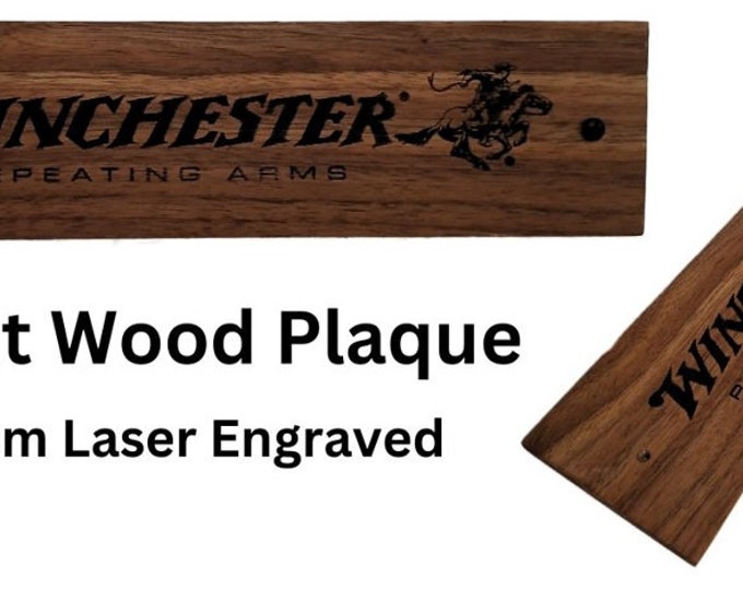 Winchester Gun Rifle Plaque Pyrography Wood Burned Rustic Walnut Cowboy Décor