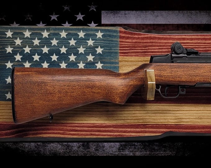 Rustic Old Glory M1 Garand Gun and Knife Display Faux Live Edge Knotty Pine Gift