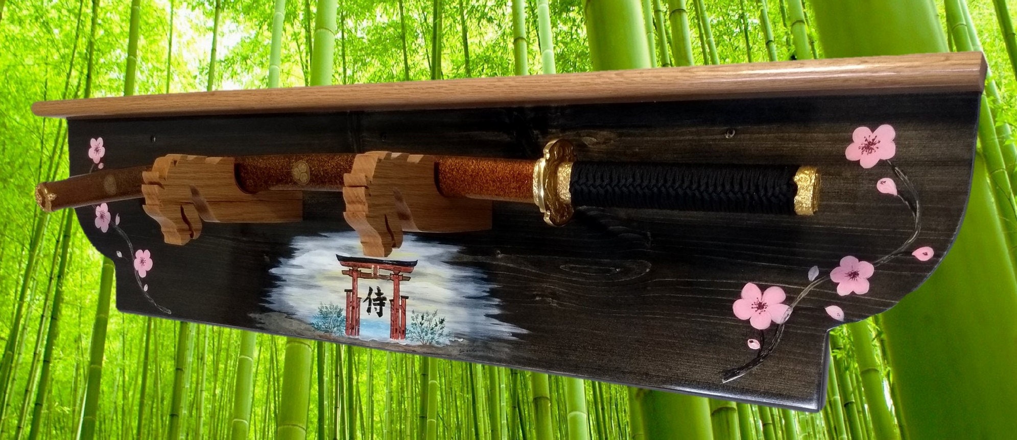 Wall Mount Sword Display Rack Katana Samurai Dragon Holders Shelf Handmade Valentines Gift