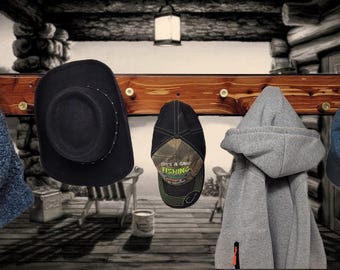 Red Cedar Coat Hat Rack with Gunshot Shell Hooks – Rustic Wall Decor