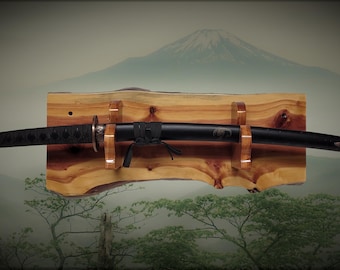 Rustic Live Edge Red Cedar Wall Display for Multiple Types Swords Collectors Gift