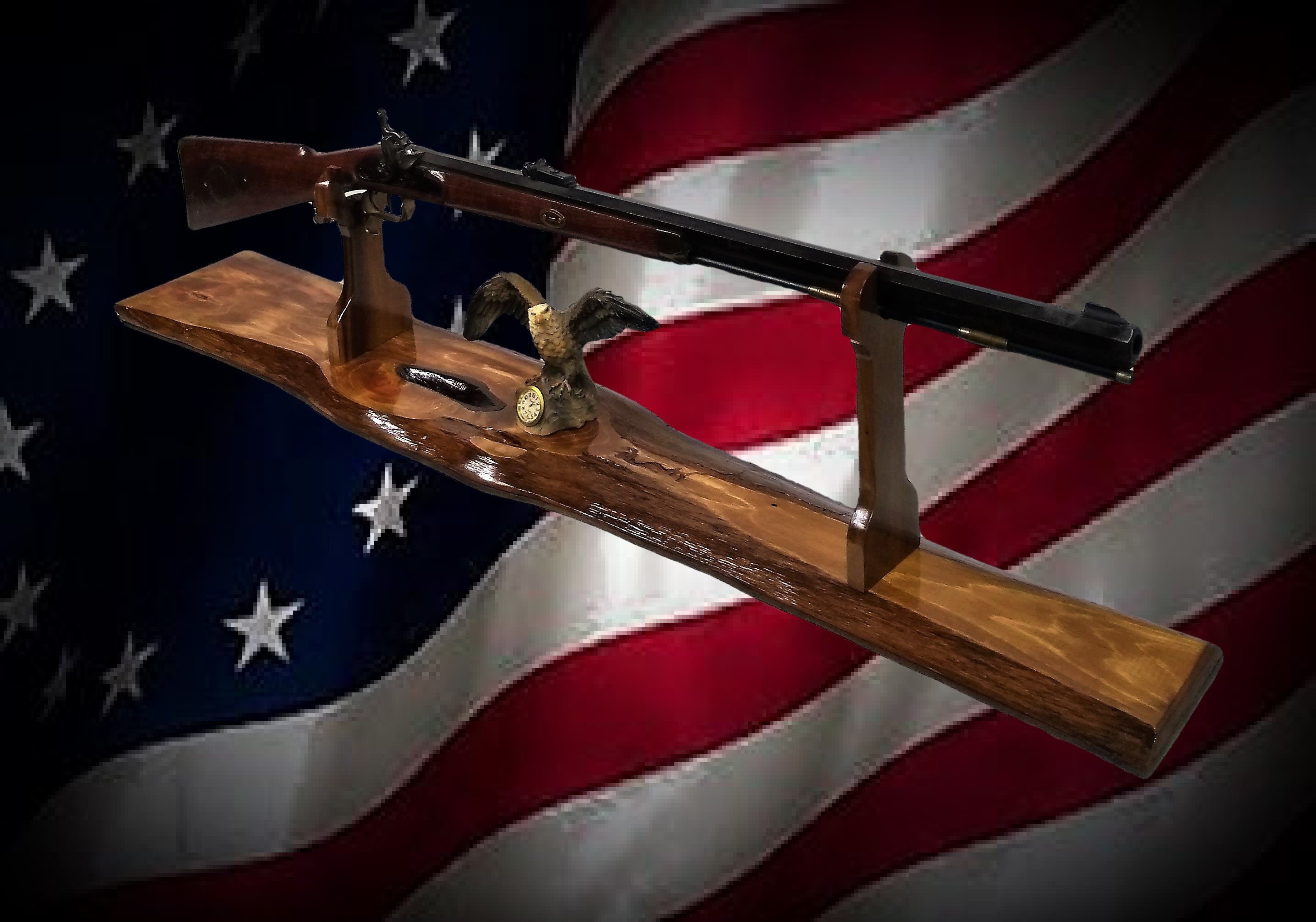 Rustic Gun Rack Stand Live Edge Cedar Rifle Shotgun Display Mantel