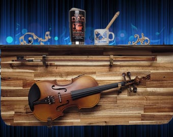Acacia Violin Display Shelf, Handcrafted Musical Instrument Wall Mount