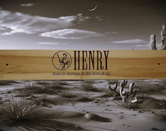 Rustic Large Maple Pyrography Wood Burned Henry Gun Rifle Plaque Ranch Cowboy Decor Gift