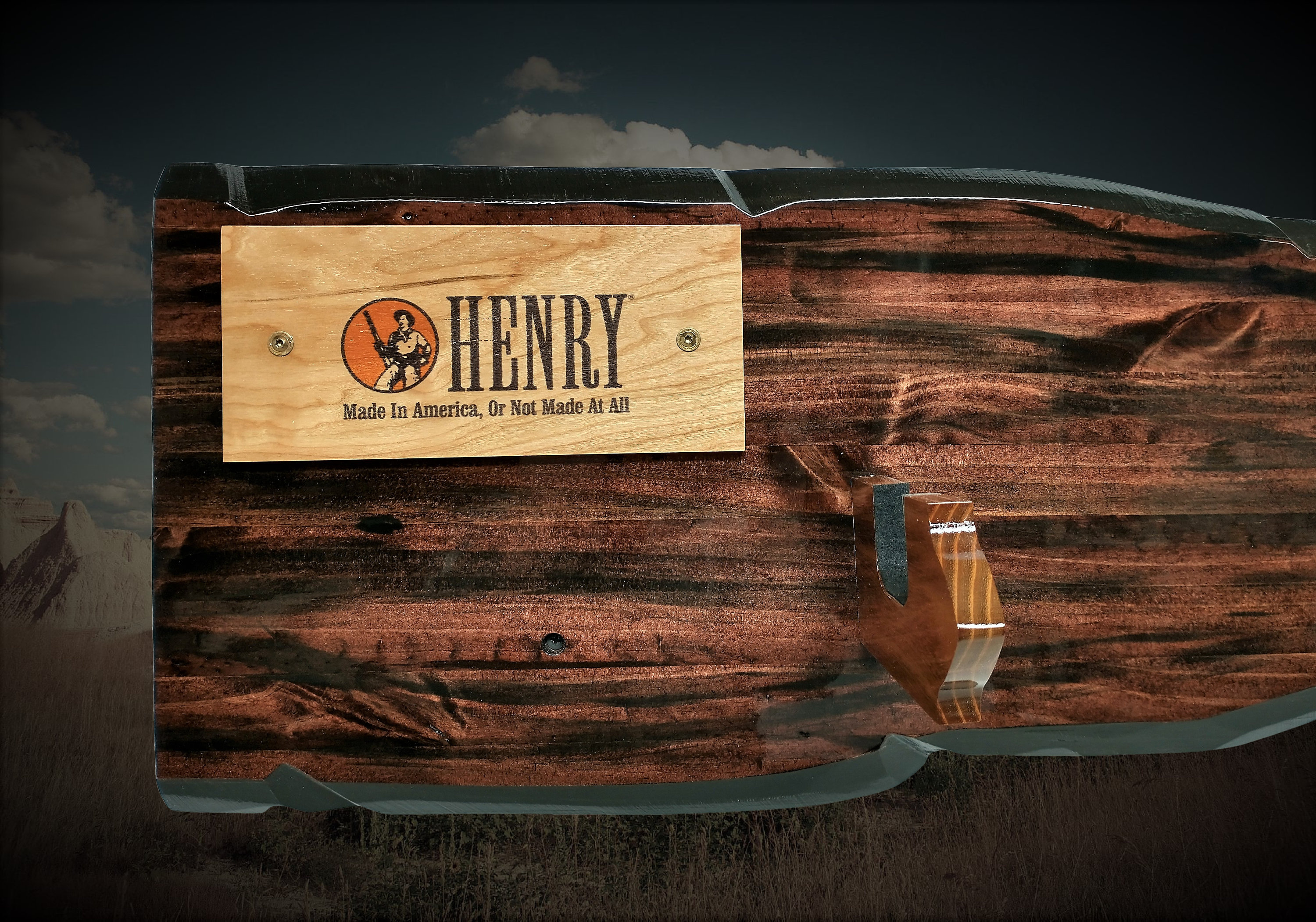 Rustic Gun Rack Henry Lever Action Rifle Display Imitation Live Edge