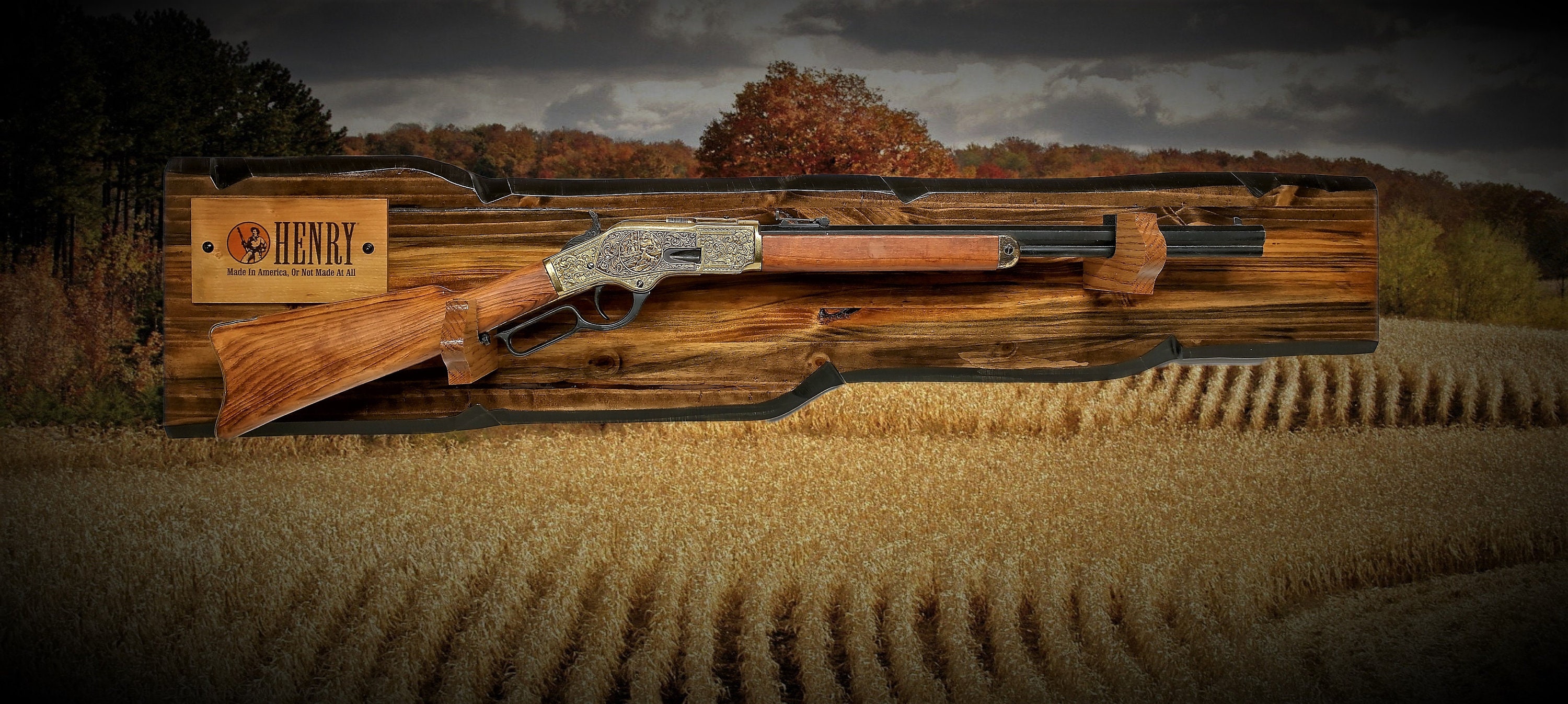 Rustic Gun Rack Display For Your Henry Lever Action Rifle Imitation