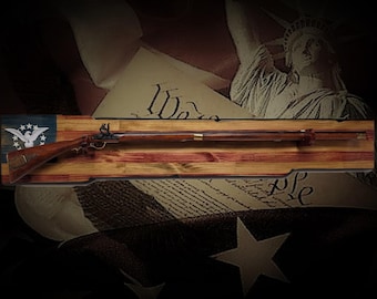 Rustic 13 White Star Old Glory Eagle Vintage Long Gun Musket Rifle Wall Mount Display Gift