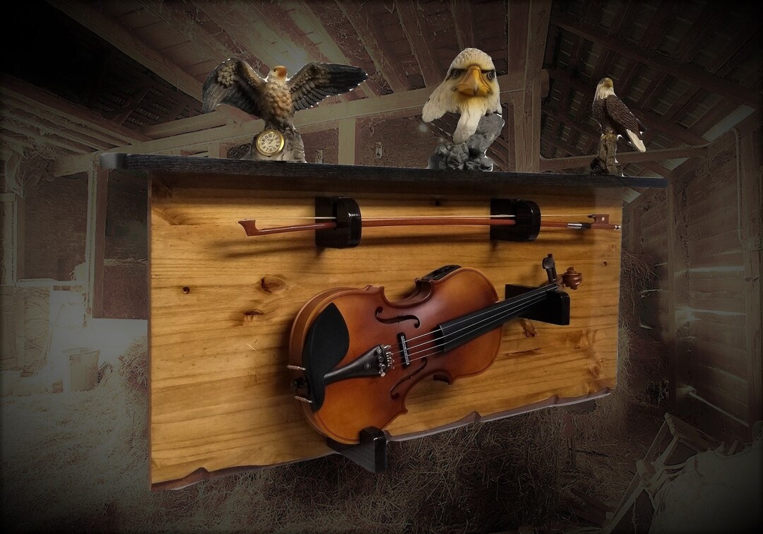VIOLIN WALL HANGER Oak Violin Shelf Knotty Pine Felt Etsy