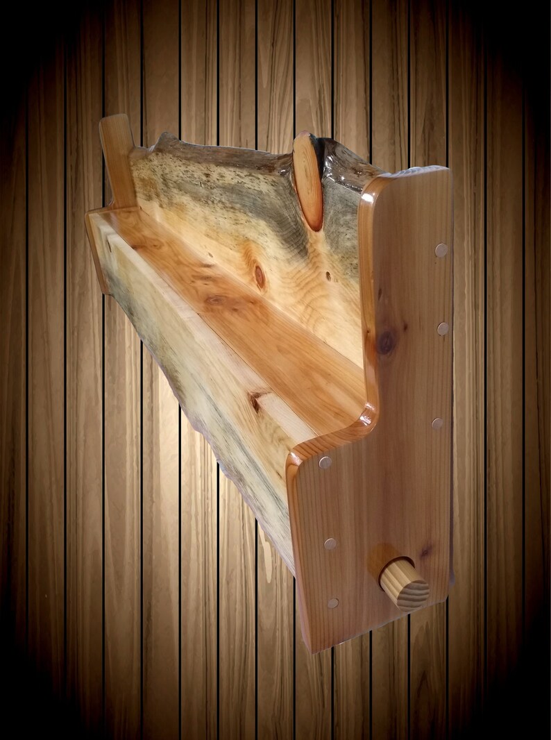 Rustic Hanging Wood Quilt Rack with Shelf Wall Mount Live Edge Etsy
