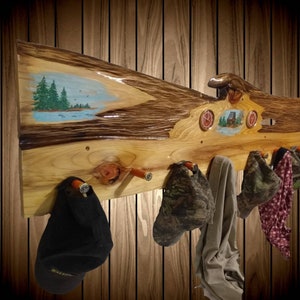 Rustic Hand Painted Coat Rack Orange Clock Thermometer Shotgun Shell Pegs Gift