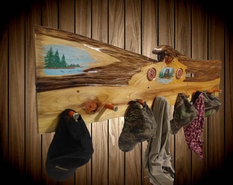 Rustic Hand Painted Coat Rack Orange Clock Thermometer Shotgun Shell Pegs Gift