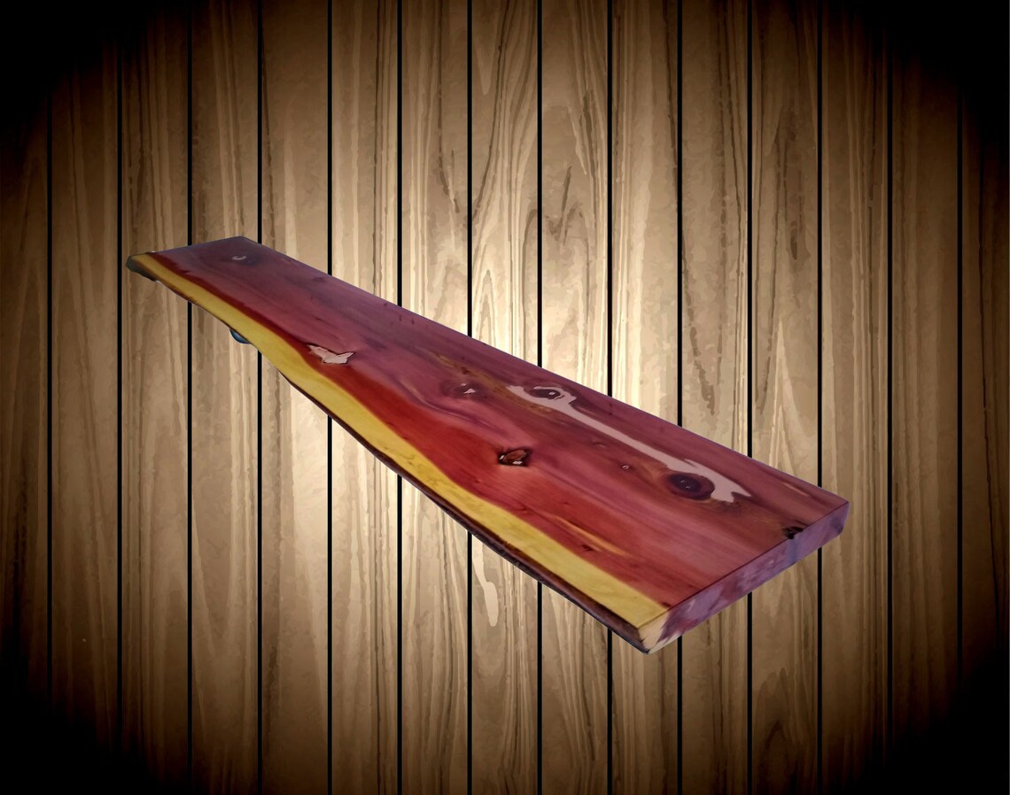 Rustic Industrial Pipe Shelf Live Edge Knotty Cedar Home Cabin Etsy