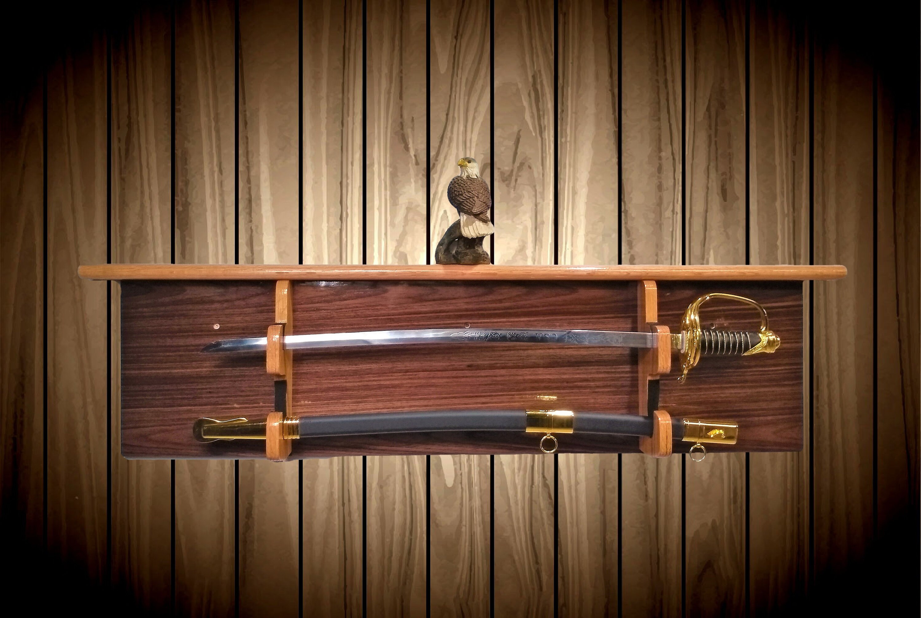 Long Sword Display Rack,Blade and Sheath w/Shelf, Viking, Crusaders