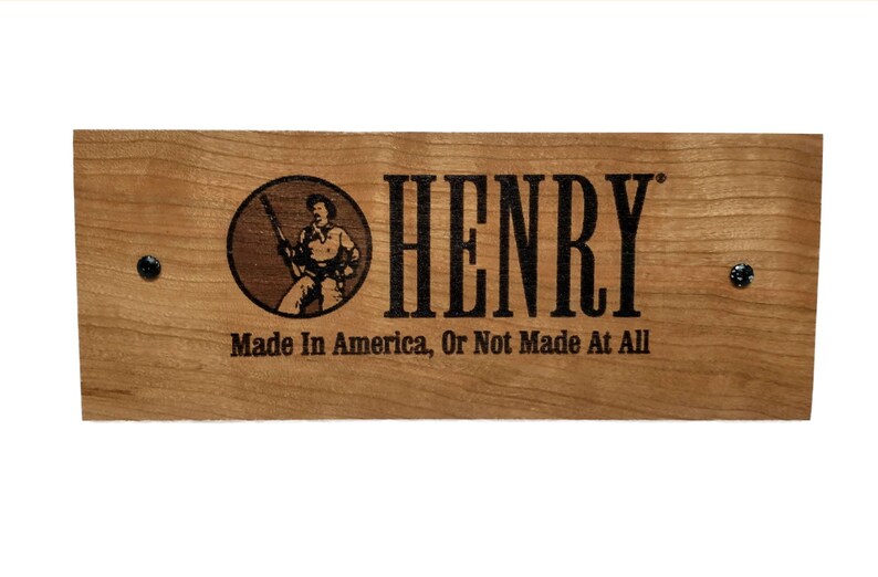 Rustic CHERRY Pyrography Wood Burned Henry Gun Rifle Plaque Ranch ...