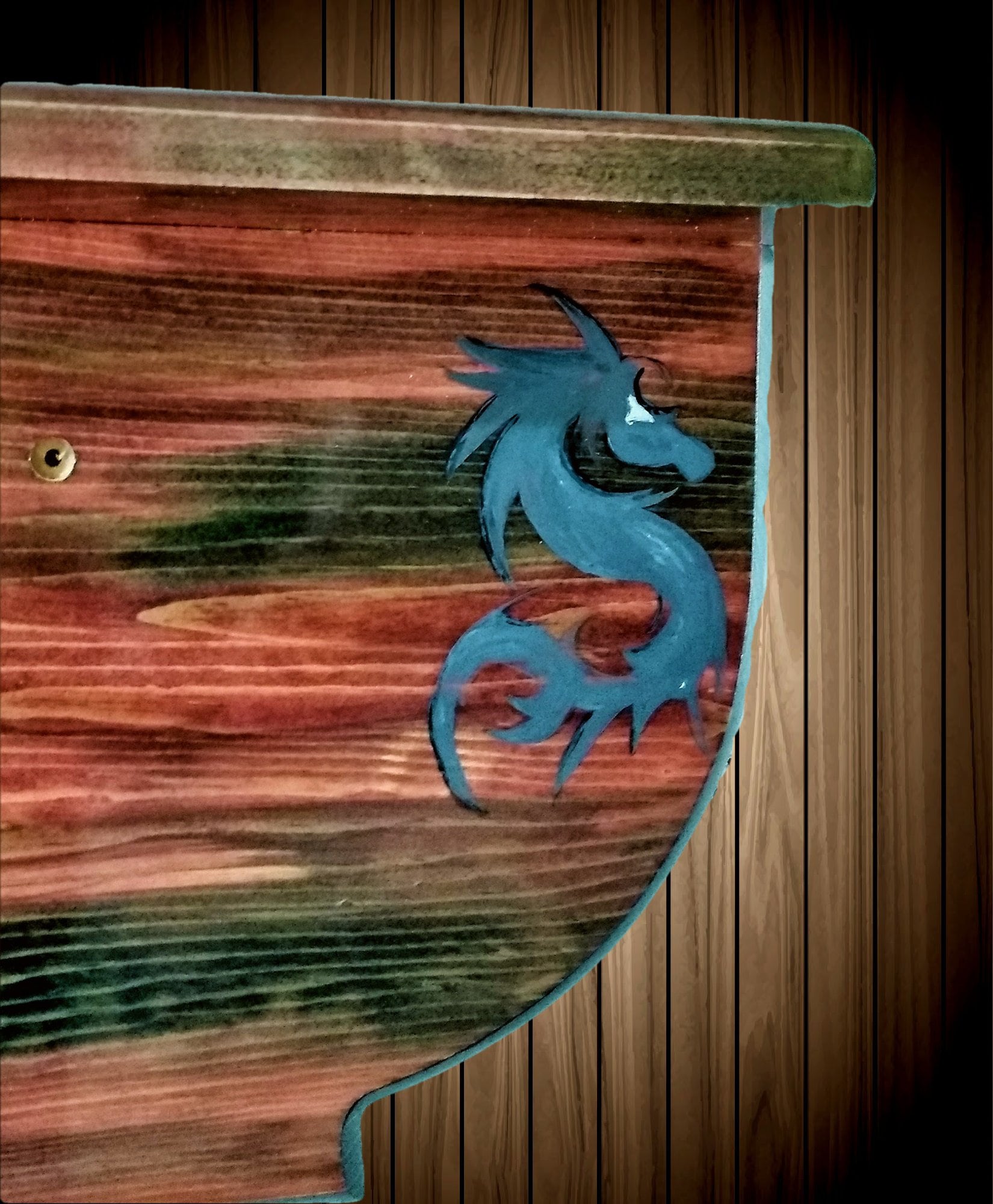 Samurai Sword Wall Display Rack Bokken Katana Dragon Holders Shelf Hand Painted Japanese Decor