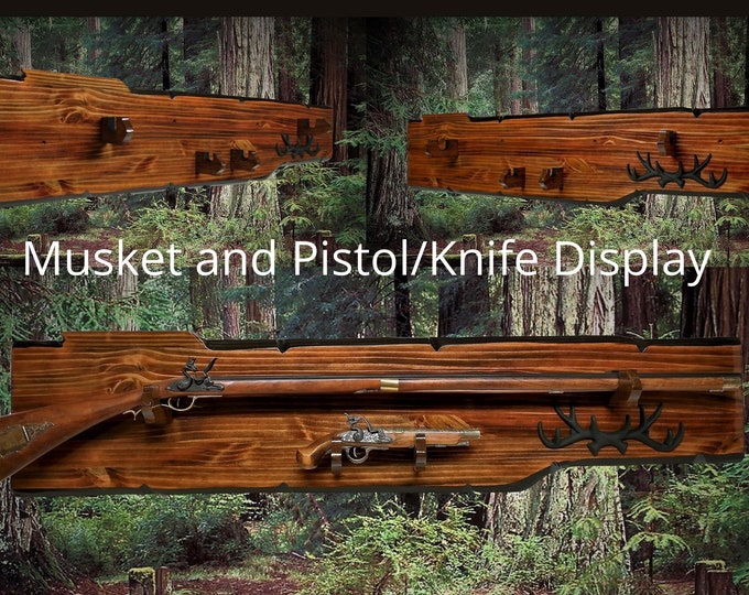WOOD GUN RACK, Wall Mounted Rack, Hunting Rifle Wall Mounted Display, Handmade Unique Gun Safe Rack Gift for Hunters