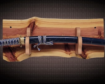 Live Edge Rustic Red Cedar Wall Display for Multiple Types Swords Collectors Gift