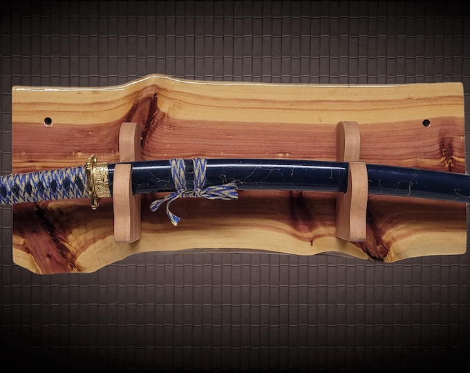 Live Edge Rustic Red Cedar Wall Display for Multiple Types Swords Collectors Gift