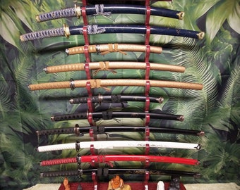 Purple Heart 12 Tier Sword Stand: Katana, Wakizashi, Tanto Display