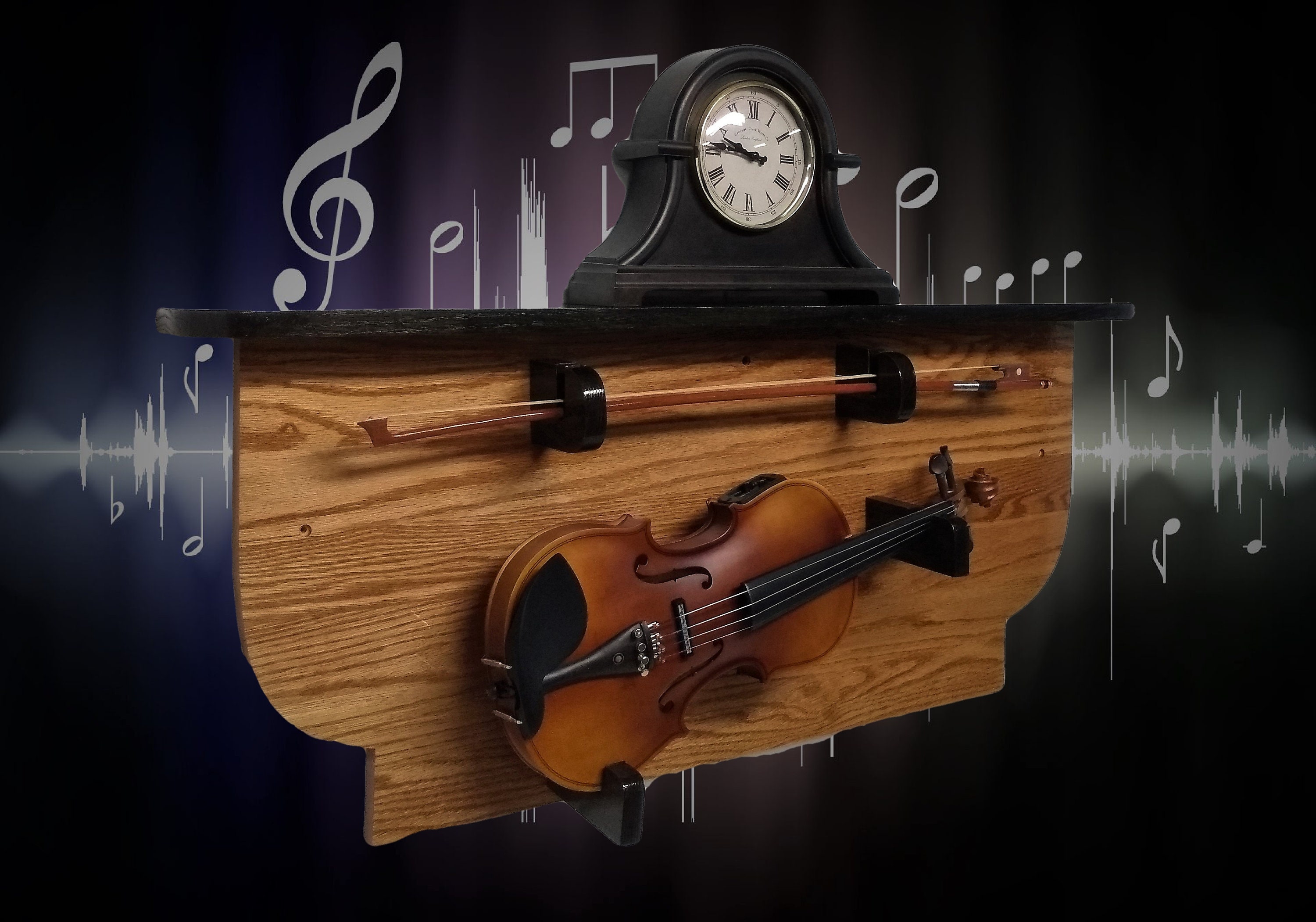 Solid Oak Violin Display Rack with Black Oak Shelf Unique Etsy