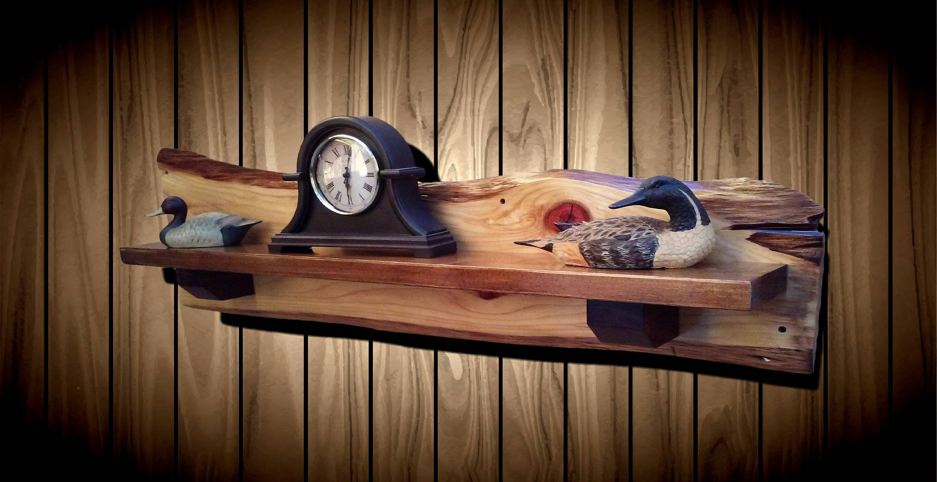Live Edge Rustic Cypress Wall Shelf Mantel Display Cabin Decor
