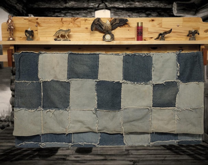 Cabin Knotty Pine Rustic Quilt Rack Wall Mounted with Shelf Farmhouse Home Decor Gift