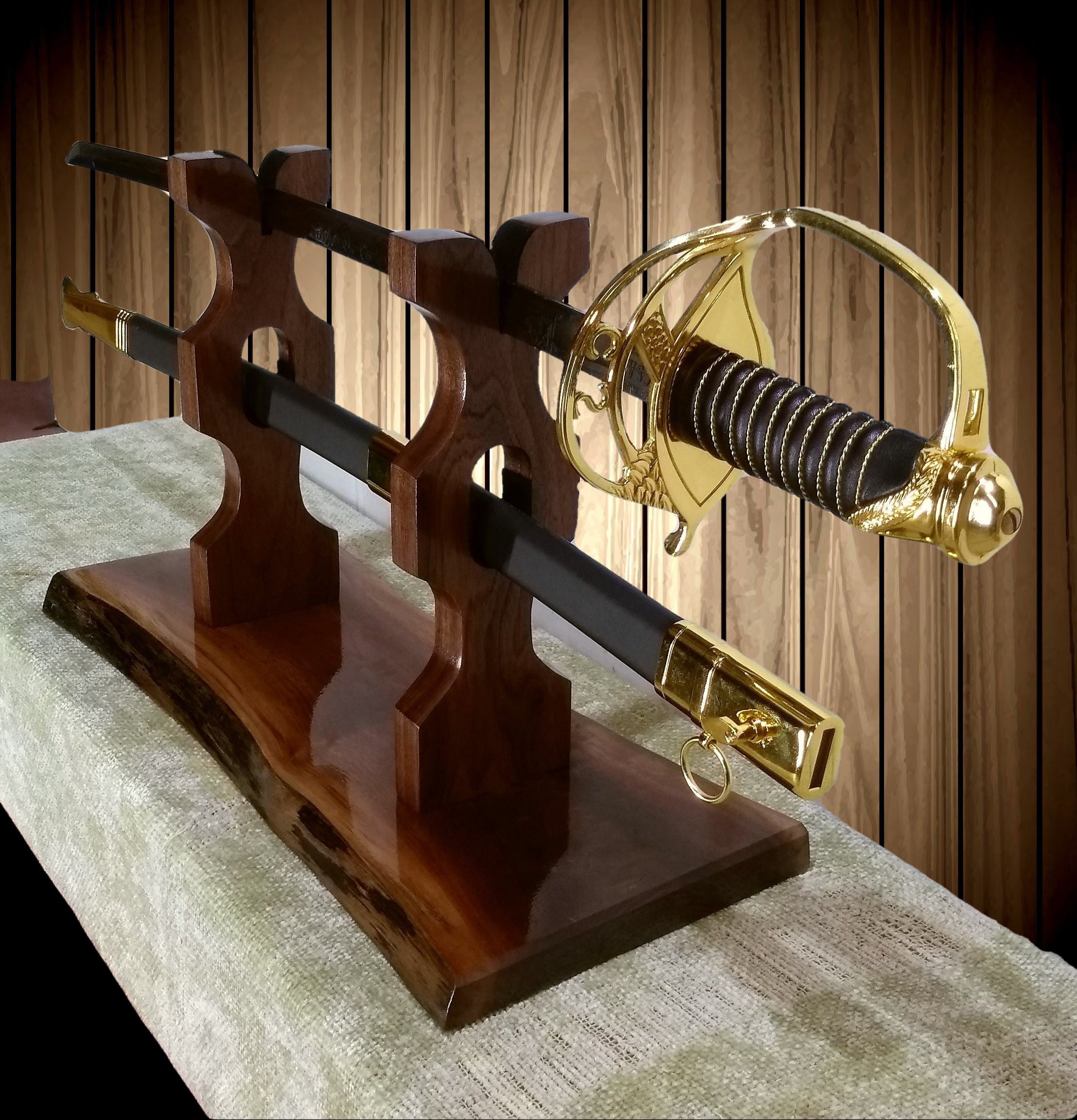 Rustic Small Sword Display Stand, Military, Katana, Saber, Wakizashi, Table Top Sword Display How To Make A Sword Holder