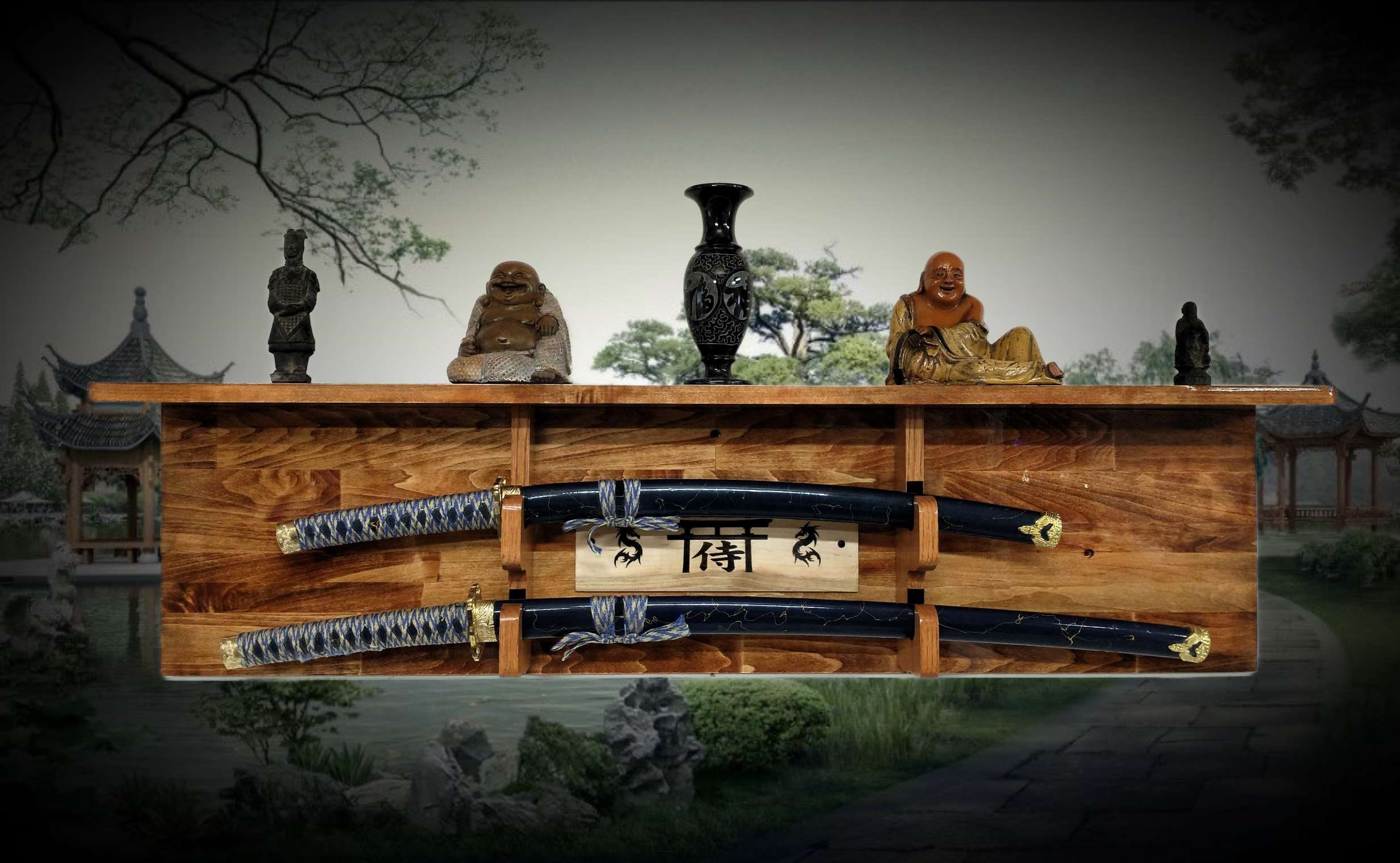Greatsword Rack Traditional 2 Tier Sword Rack/Shelf Display Beautiful Bushido Dragon ...