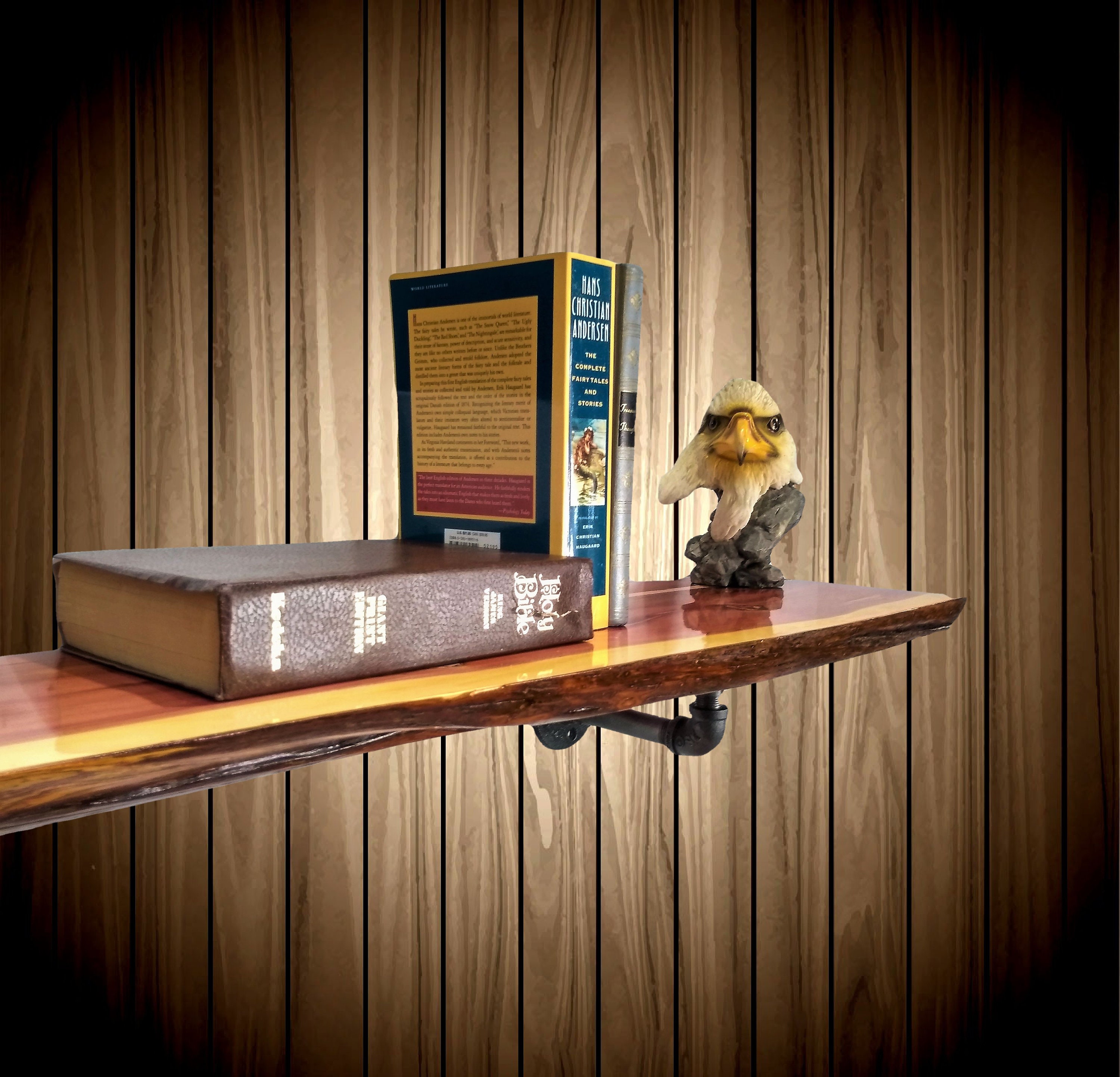 Live Edge Knotty Cedar Pipe Shelf Home Cabin Industrial Decor