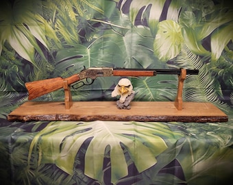 Handcrafted Rustic Live Edge Oak Rifle Stand – Collector's Display