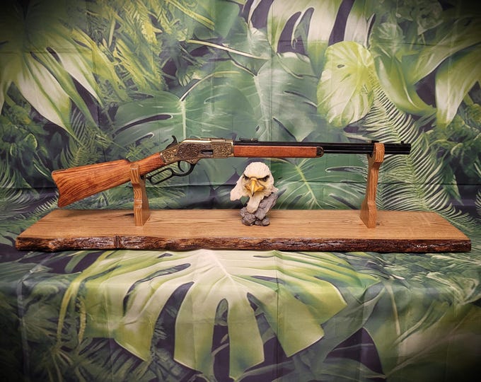 Handcrafted Rustic Live Edge Oak Rifle Stand – Collector's Display