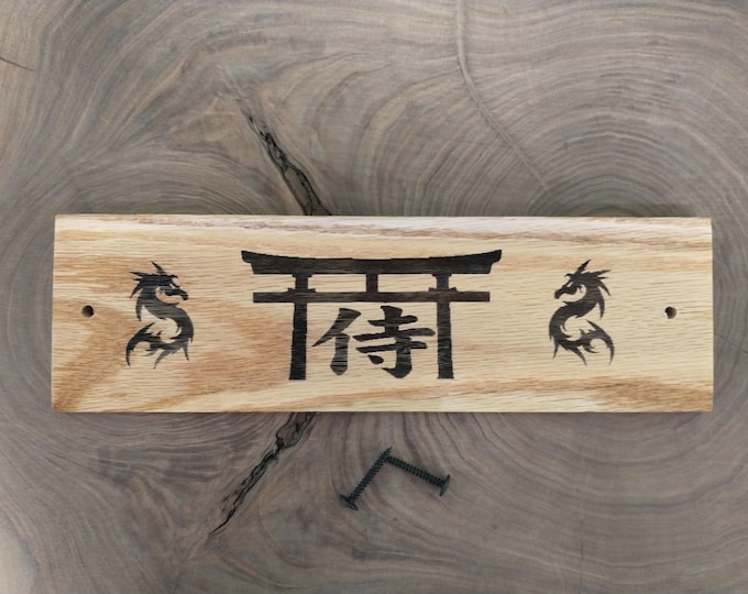 Beautiful Oak Dragon Pyrography Burned Samurai Bushido Code of Honor Decor Gift