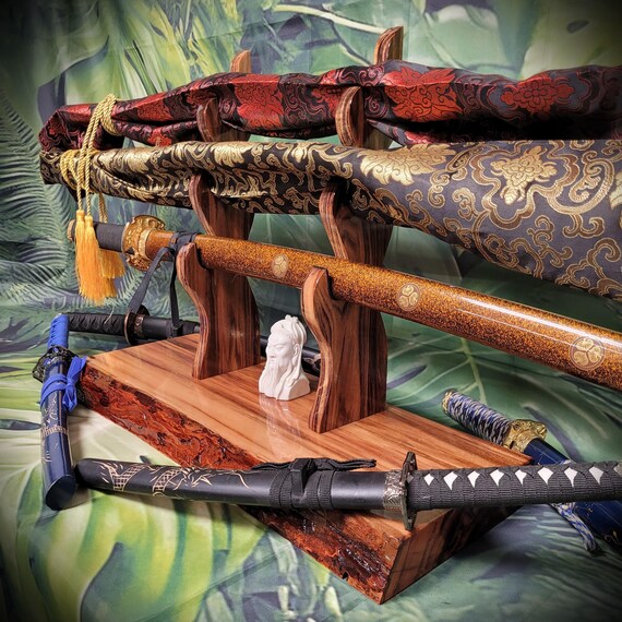 Exotic Rosewood Katana Sword Stand: 3-tier Live Edge Display - Etsy