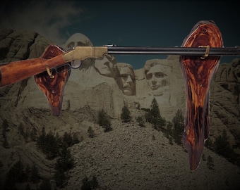 Live Edge Cedar Rifle Display - Rustic Rifle Mount, Collector's Gift