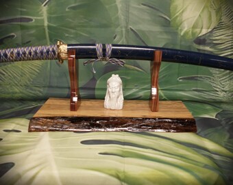 Live Edge Swamp Oak & Rosewood Sword Stand: Rustic Display