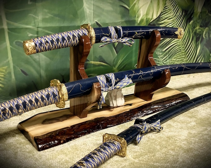 Beautiful Rustic Live Edge Walnut Katana Sword Display Stand Samurai Collectors Gift