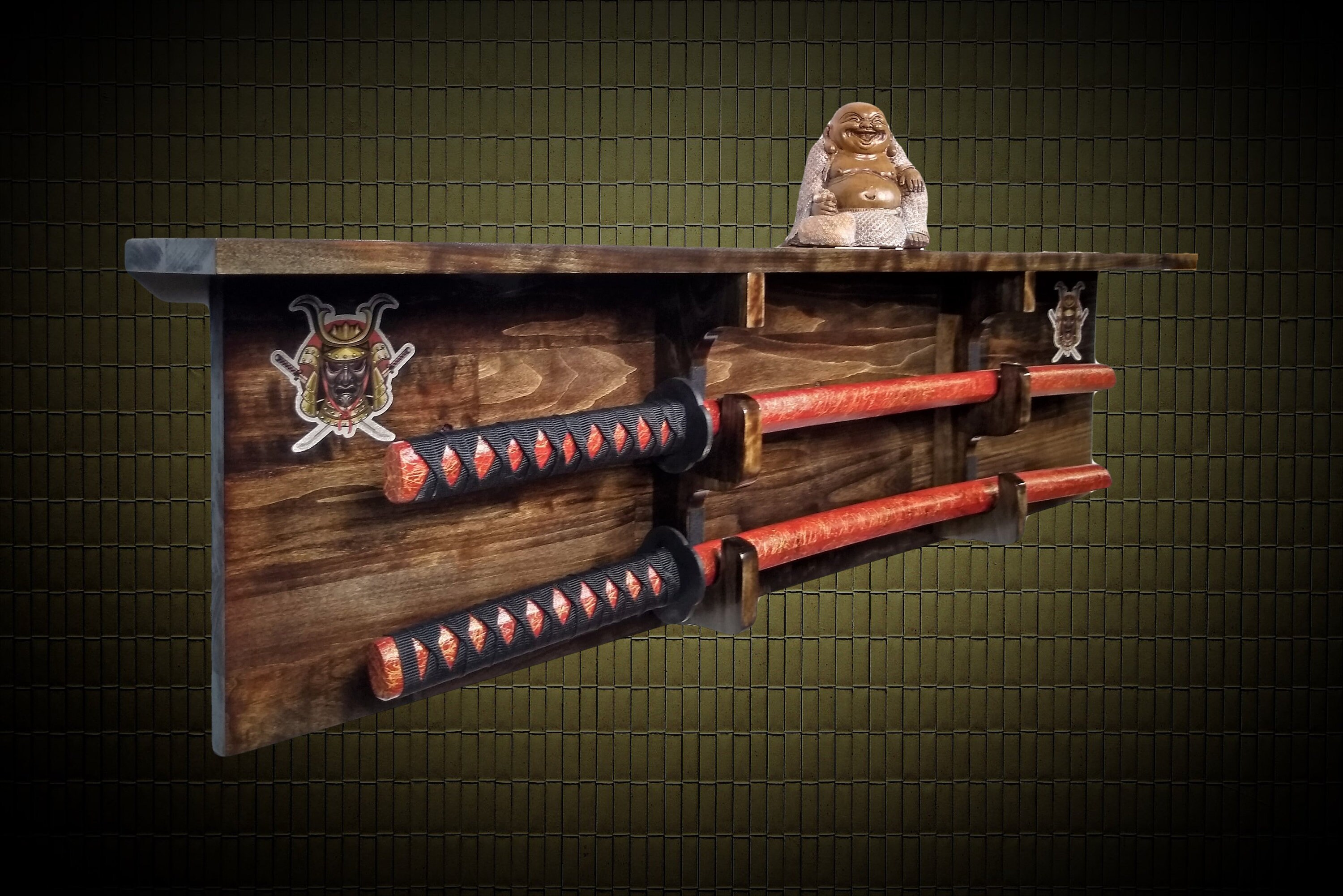 Sword Display Rack Wall Shelf Wood Samurai Katana Practice Bokkens Complete Gift Set, FREE SHIPPING!