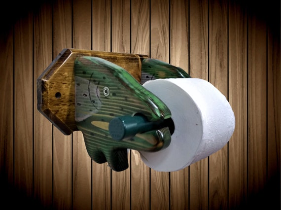 Unique Rustic Fish Toilet Paper Holder Hand Painted Fishing Etsy