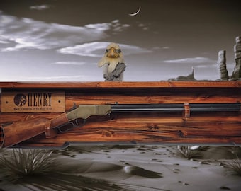 Tradition Lever Action Henry Knotty Pine Rifle Gun Shelf Display Western Farmhouse Gift