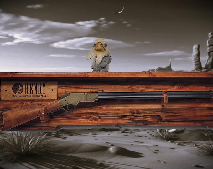 Tradition Lever Action Henry Knotty Pine Rifle Gun Shelf Display Western Farmhouse Gift