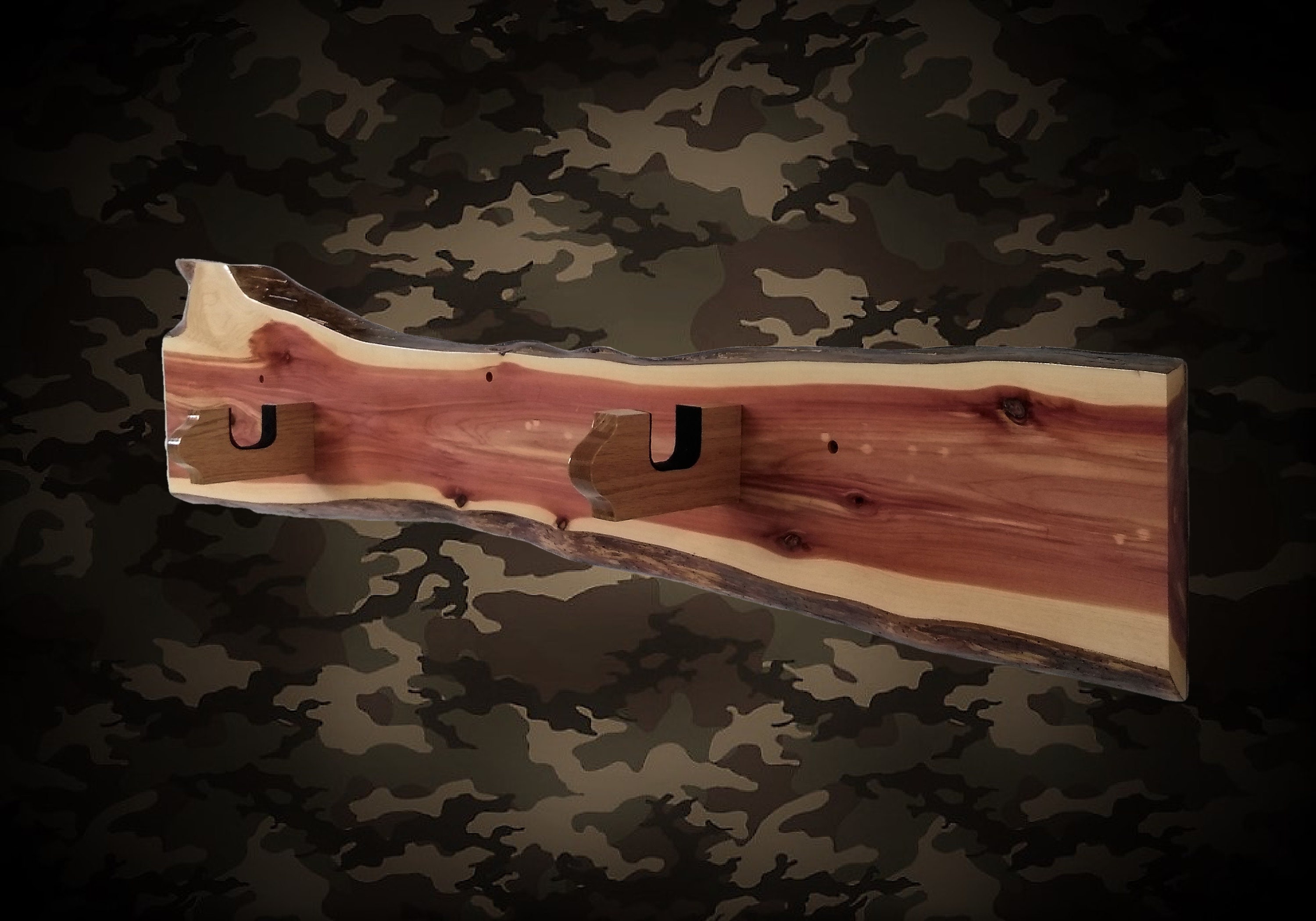 Rustic Wood Gun Rack Display Live Edge Cedar Rifle Shotgun Cabin