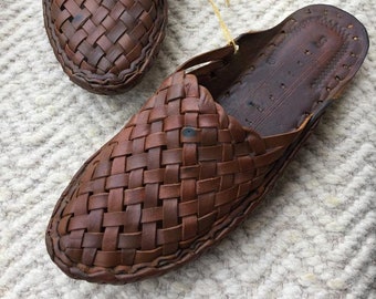womens woven leather mules,woman brown slippers,women slides,handmade,handicraft,handstitched,hippie,boho style,womenswear natural,customise