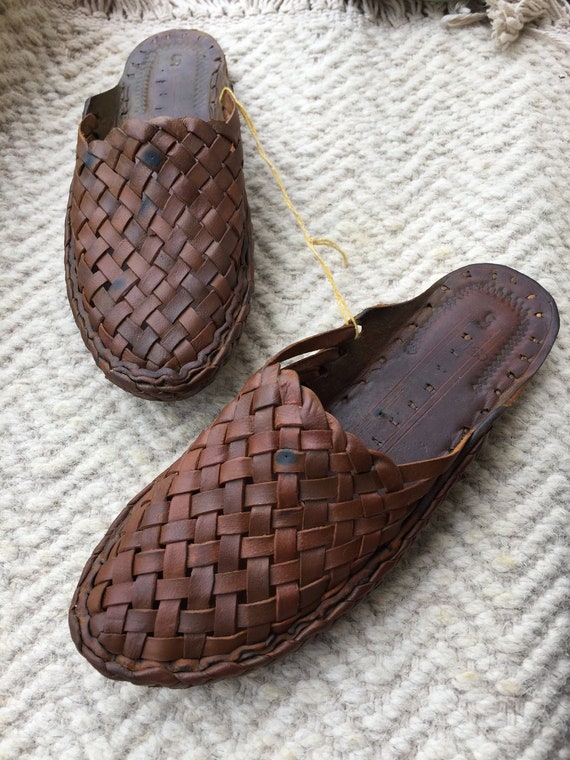 Mens Woven Leather Mules,menswear Flats,mens Shoes,slippers,slide