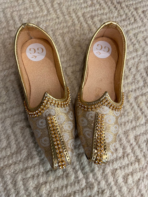Custom Size color unisex Gold Mojari Toddler Indian Kid wedding ethnic traditional Baby Shoe unisex Jutti bday Gift personalise White Cream Etsy